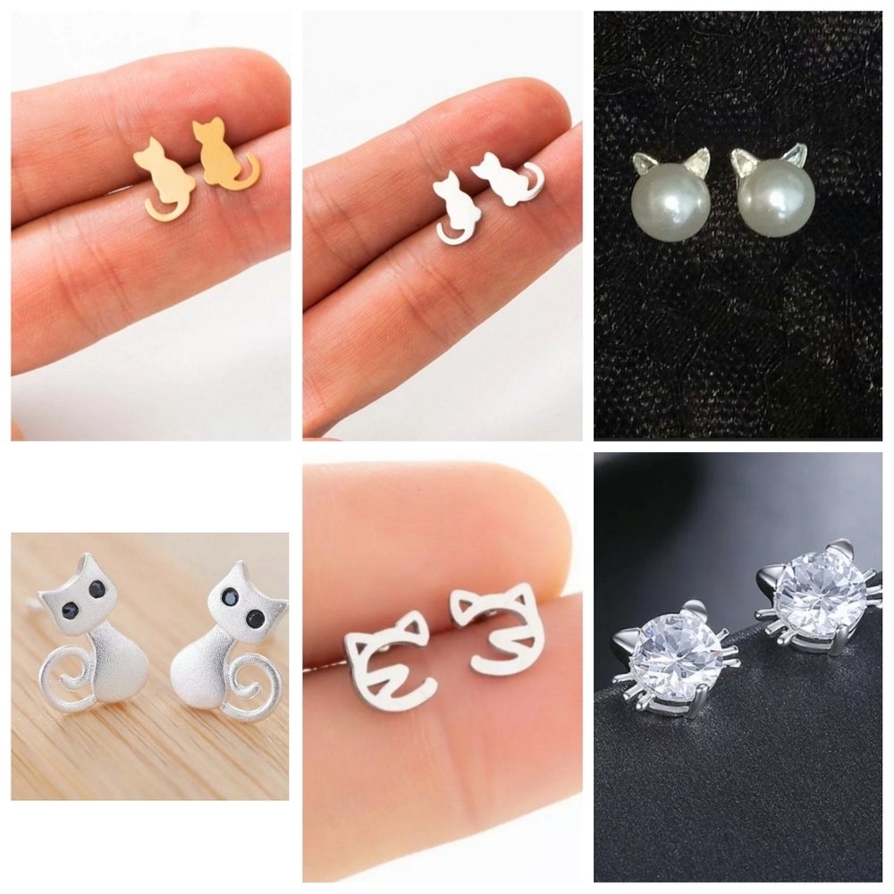 Cat stud earrings  2 for 10